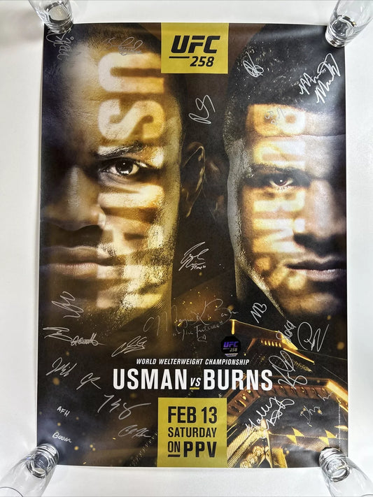 UFC 258 Signed Event Poster SBC Kamaru Usman Vs Gilbert Burns, Alexa Grasso