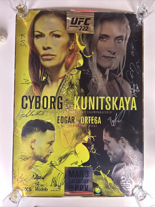 UFC 222 Cris Cyborg, Brian Ortega Vs Frankie Edgar Signed Event Poster SBC