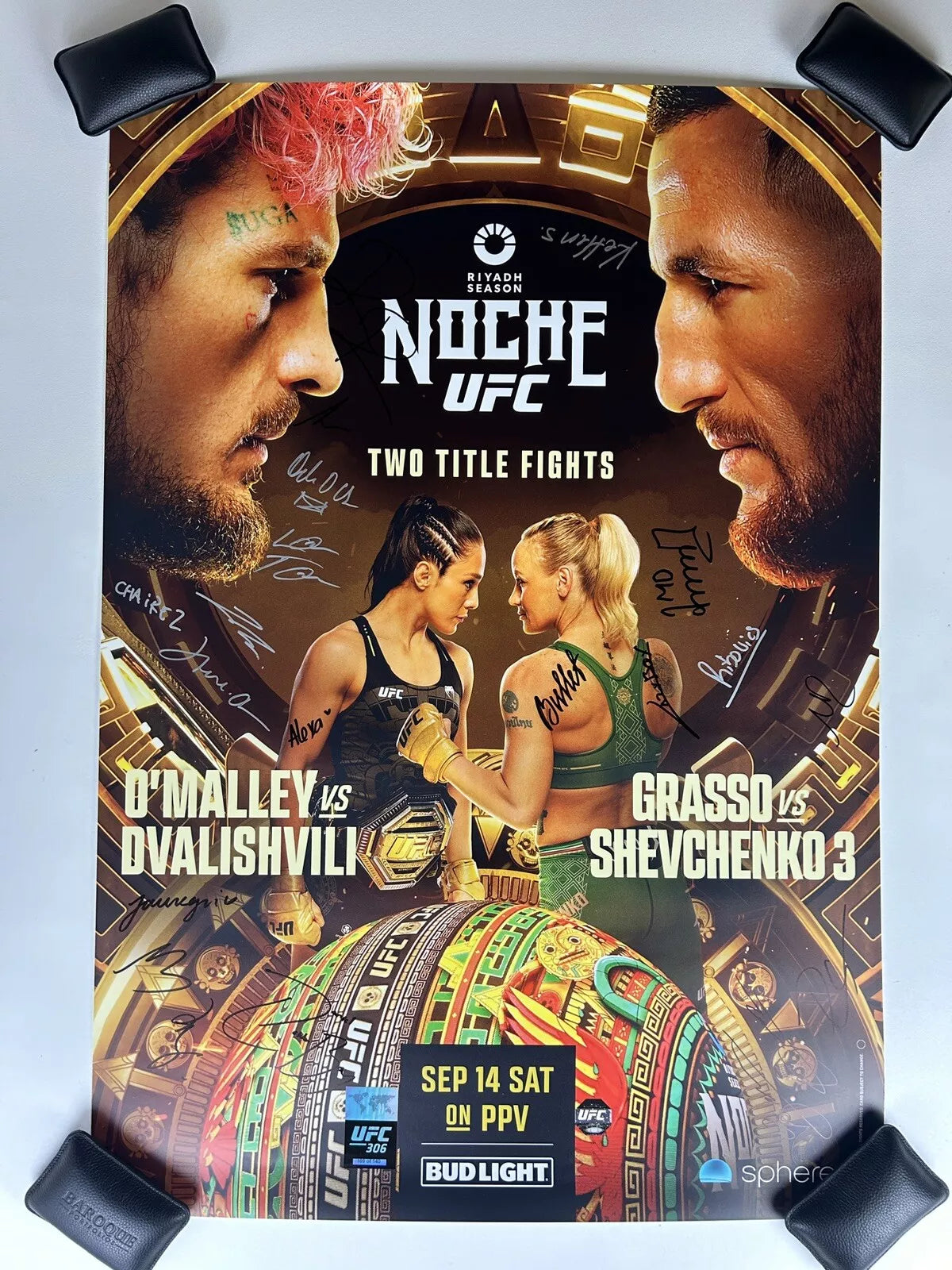 UFC 306 Sphere Suga Sean O'Malley Vs Merab Signed Event Poster SBC FREE Ticket Stub