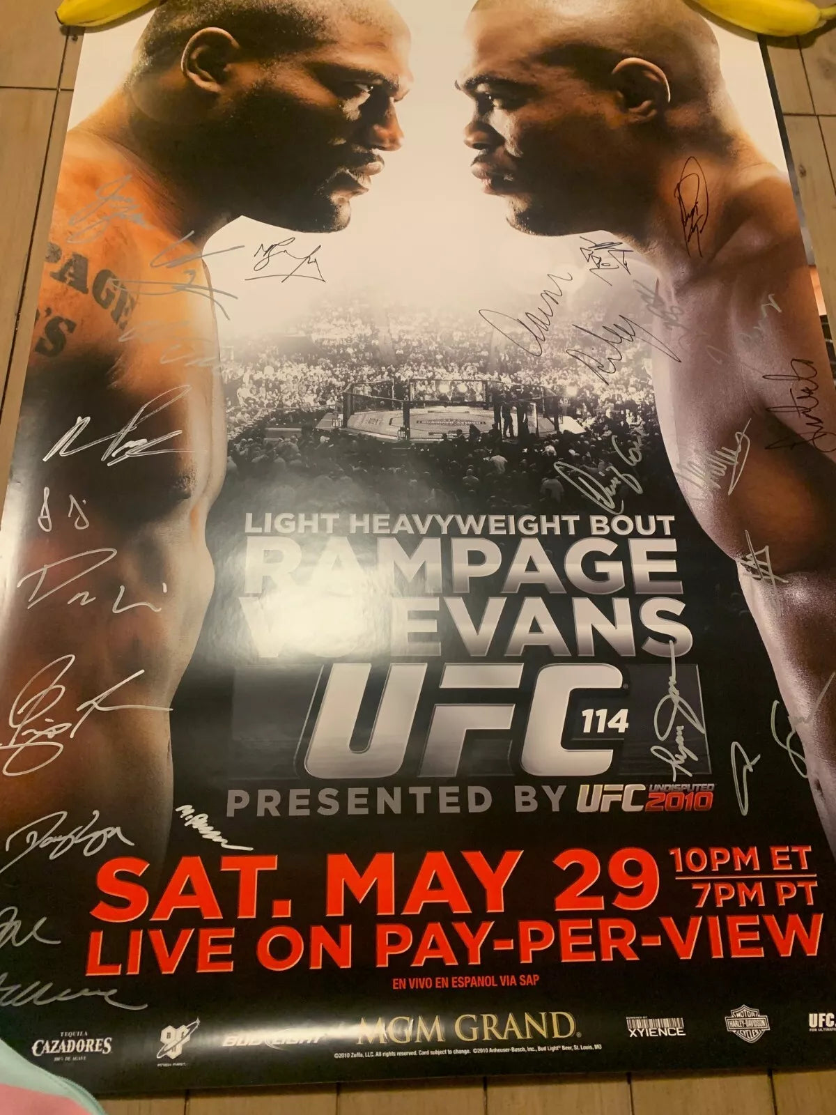 UFC 114 Rampage Vs Suga Evans signed event poster SBC