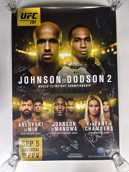 UFC 191 Might Mouse Vs Dodson 2 Signed Event Poster SBC