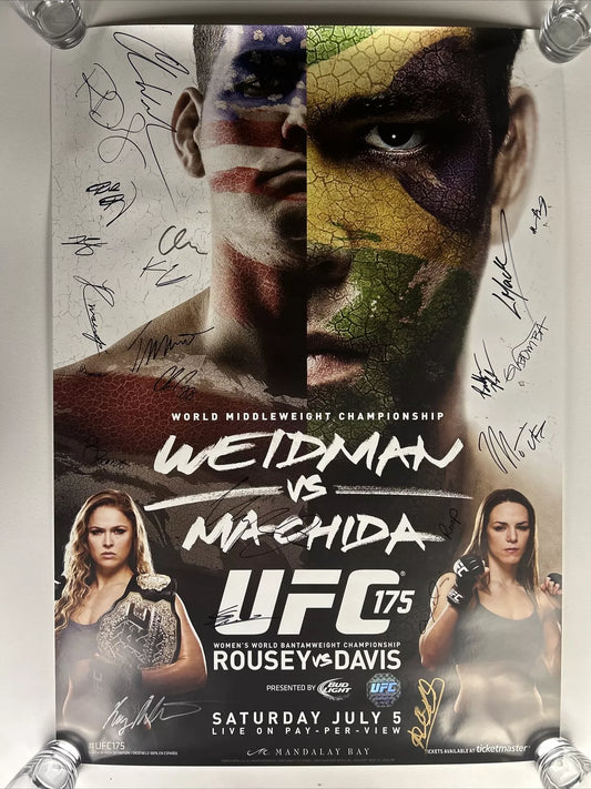 UFC 175 Weidman Vs Machida Signed Event Poster Ronda Rousey SBC Free Stub