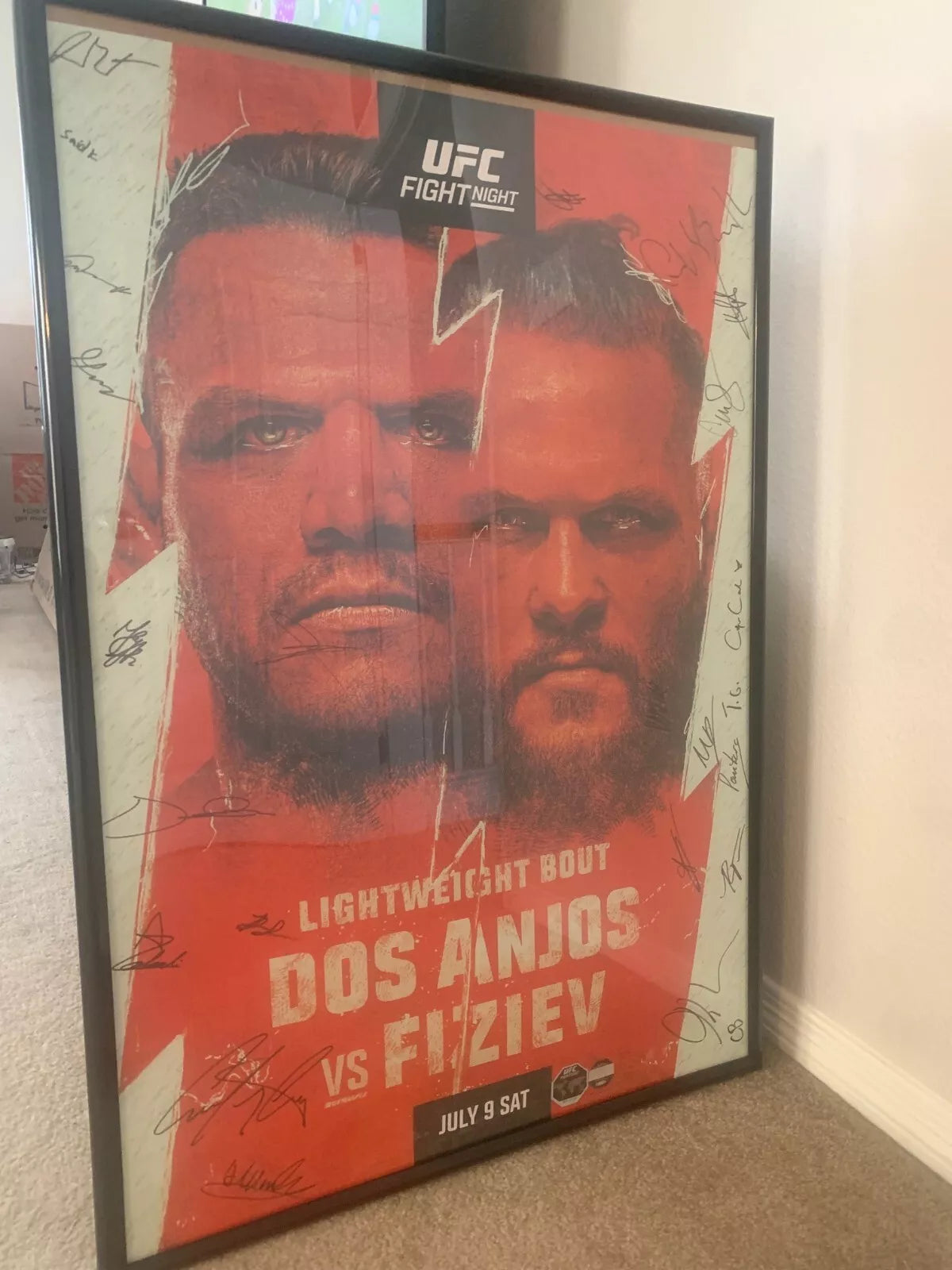 UFC on ESPN: dos Anjos vs. Fiziev Signed Event Poster SBC NOT framed