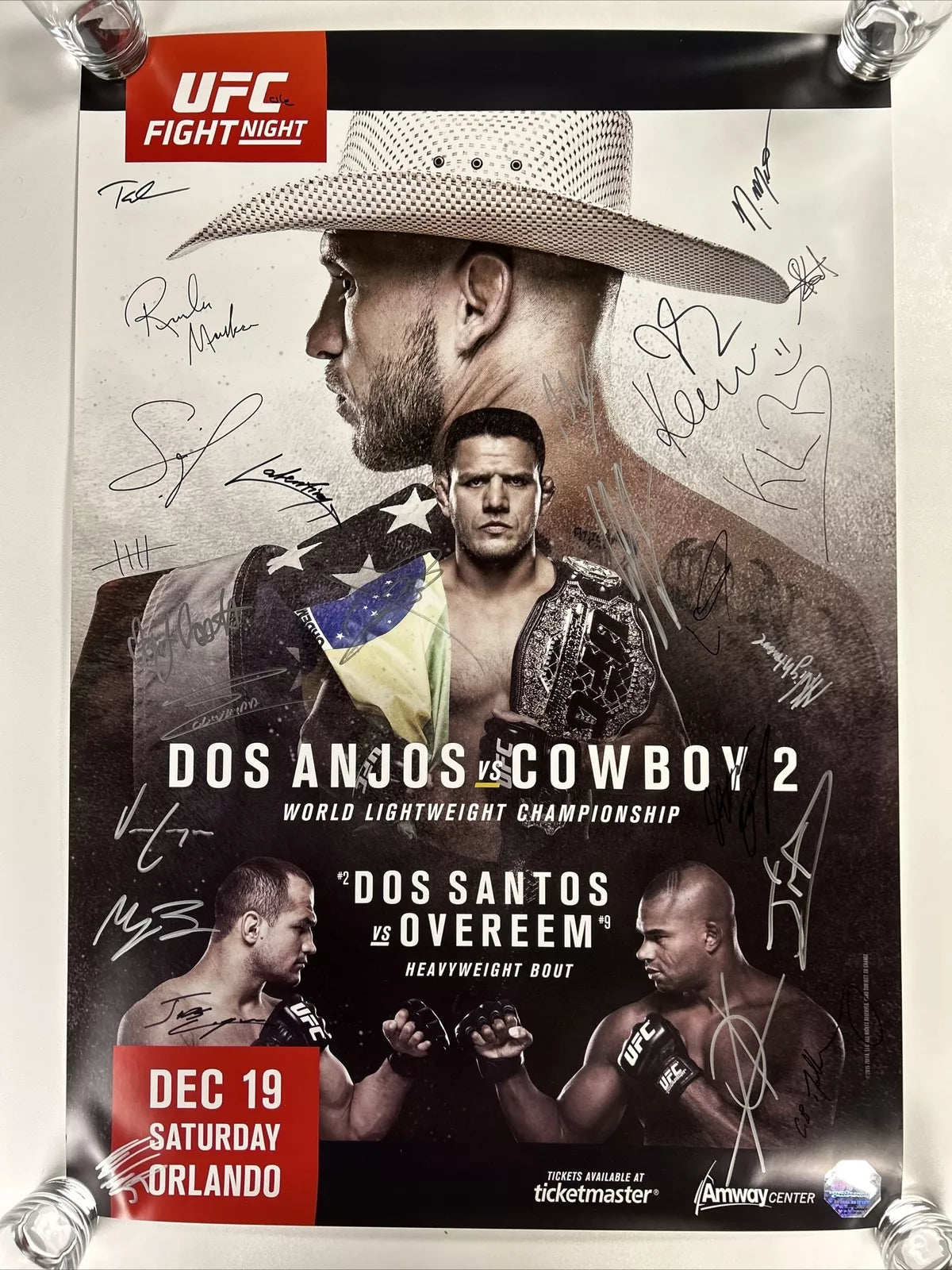 UFC on Fox: Dos Anjos vs. Cowboy 2 Signed Event Poster SBC