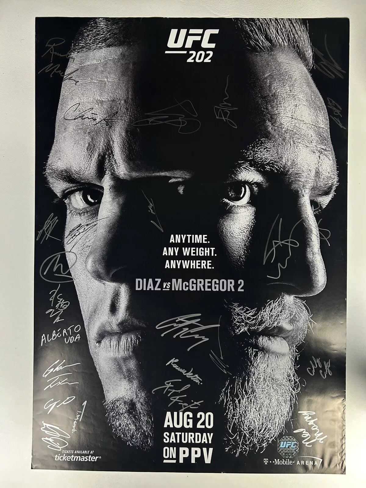 UFC 202 Conor McGregor vs. Nate Diaz 2 - Signed Event Poster SBC + Free Stub!