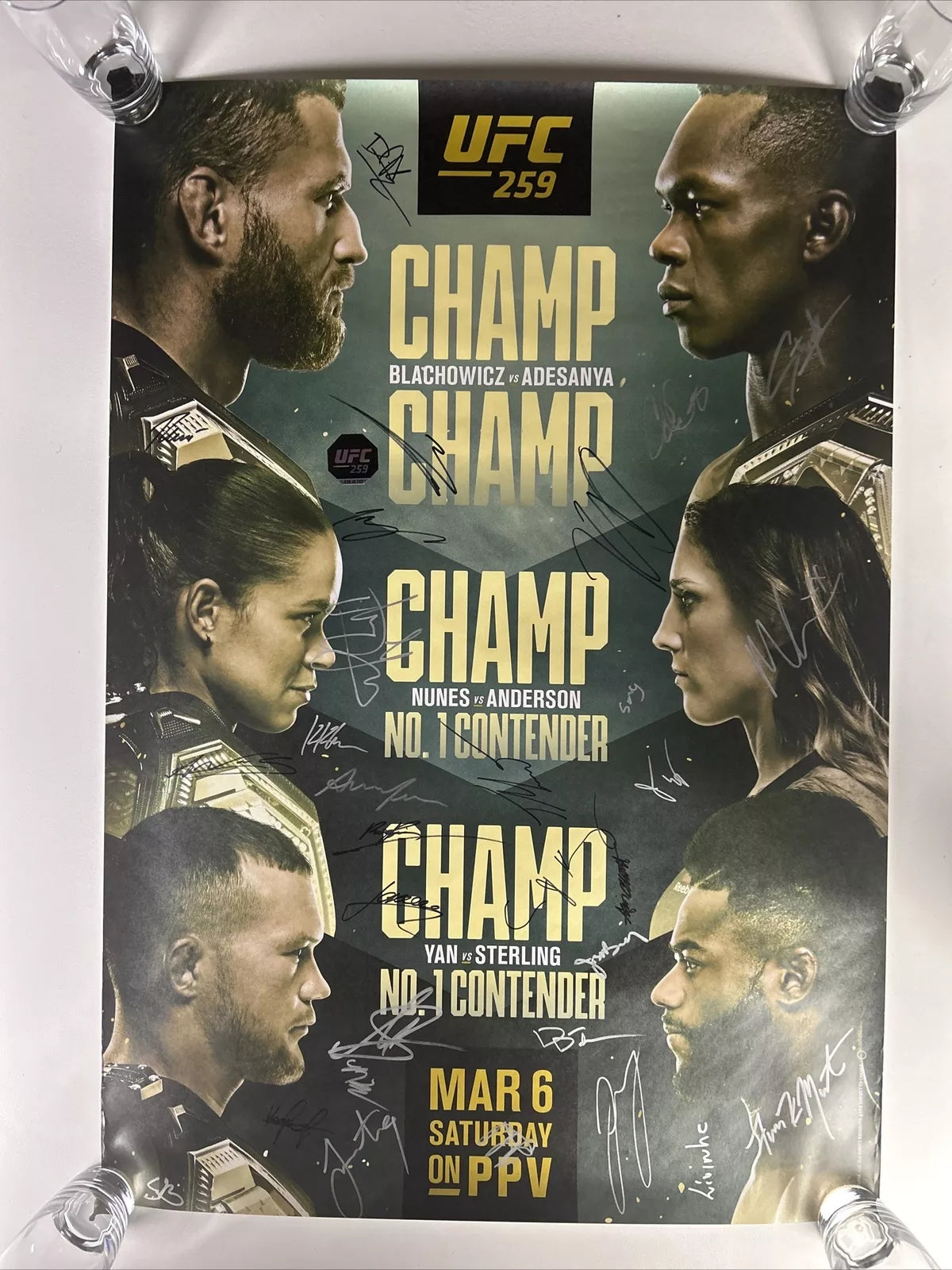UFC 259 Jan Blachowicz vs. Israel Adesanya Signed Event Poster SBC