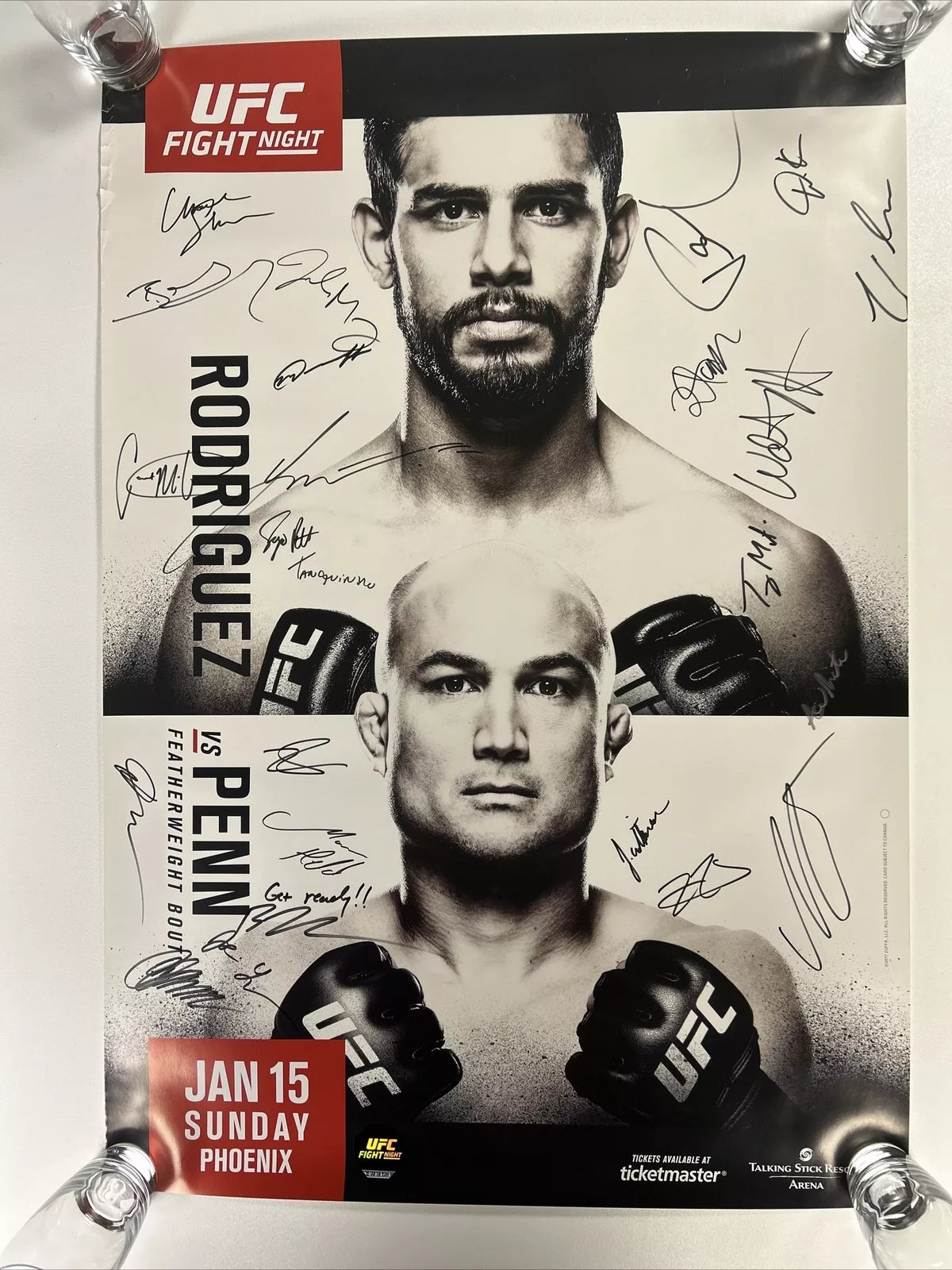 UFC BJ Penn Vs Yair Rodríguez Signed Event Poster SBC