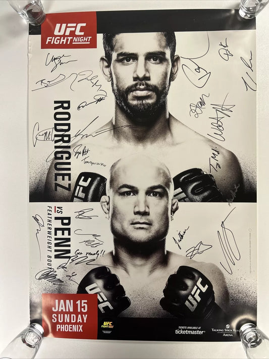 UFC BJ Penn Vs Yair Rodríguez Signed Event Poster SBC