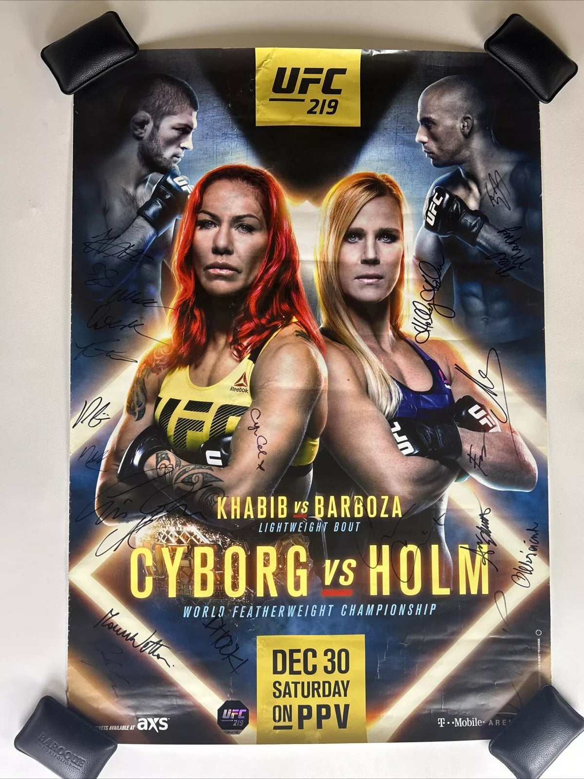 UFC 219 Cyborg Vs Holly Holm Signed Event Poster SBC (Damaged)