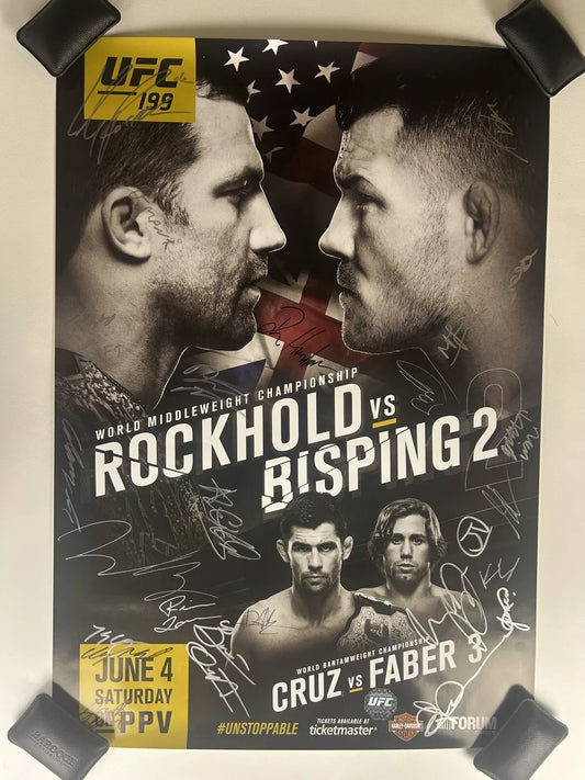 UFC 199 Luke Rockhold Vs Michael Bisping 2 Signed Event Poster SBC FREE Canvas