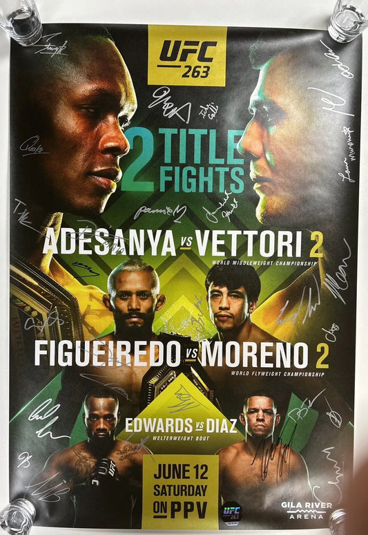 UFC 263 Signed Event Poster SBC Adesanya vs. Vettori 2 Nate Diaz