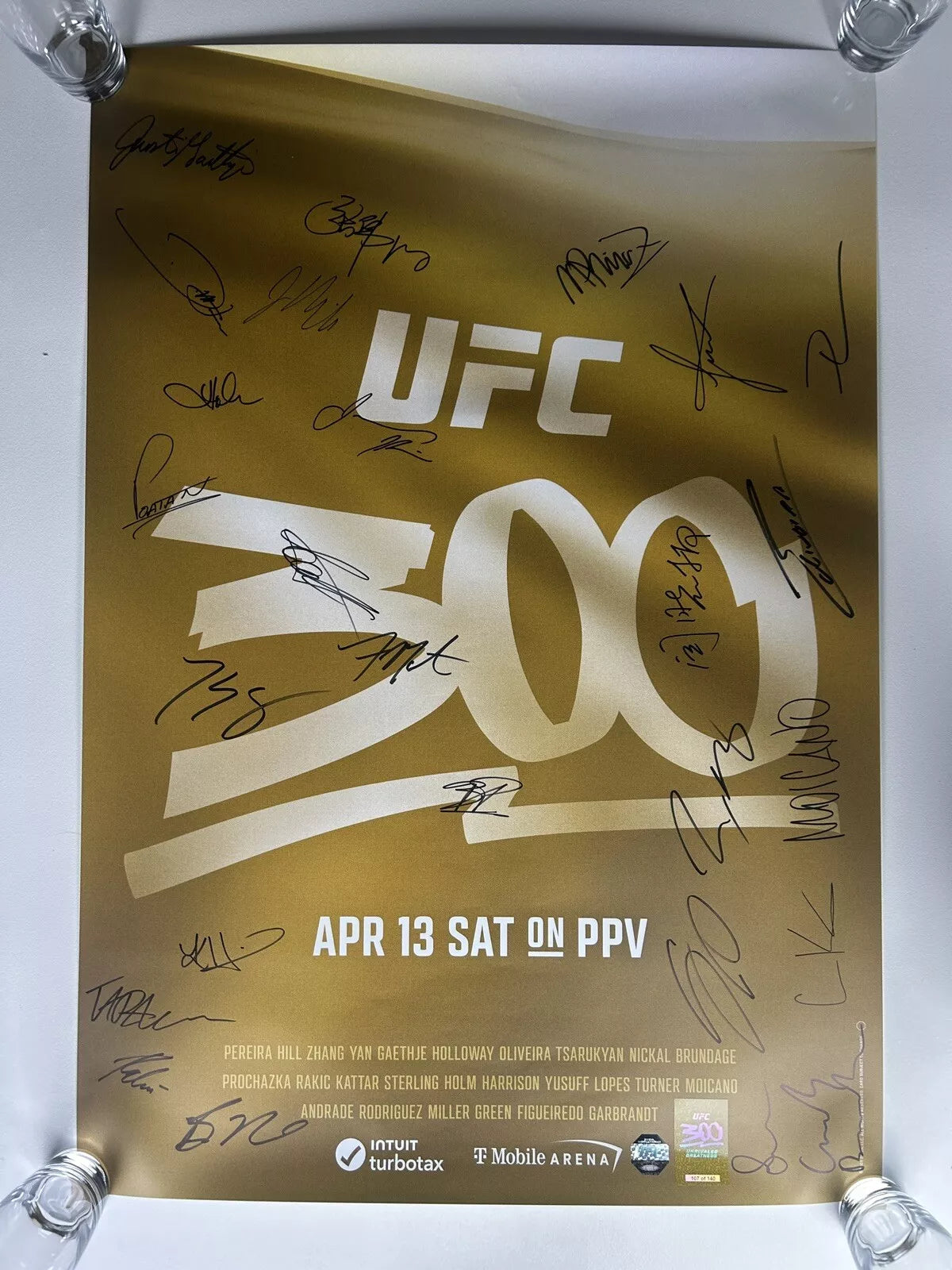 UFC 300 Signed Event Poster SBC #100 Of 140. Mint! Free UFC 300 Stub And Jacket!
