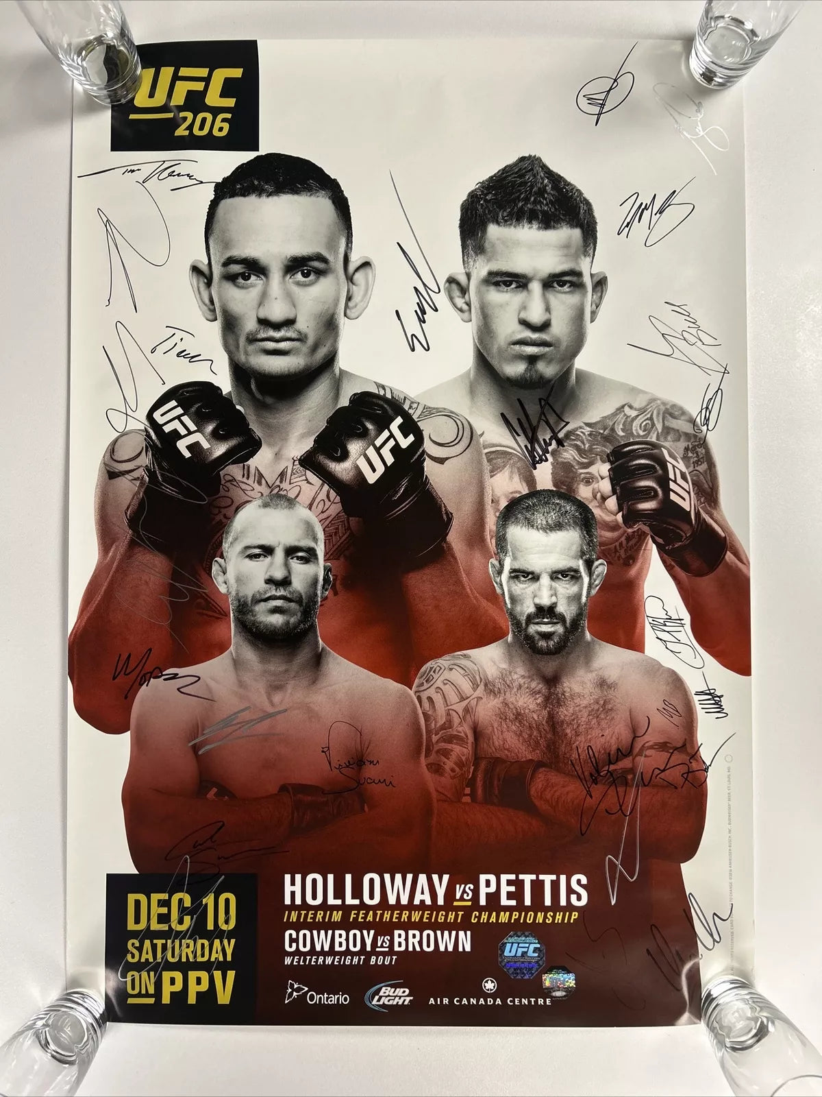 UFC 206 Max Holloway Vs Anthony Pettis Signed Event Poster SBC