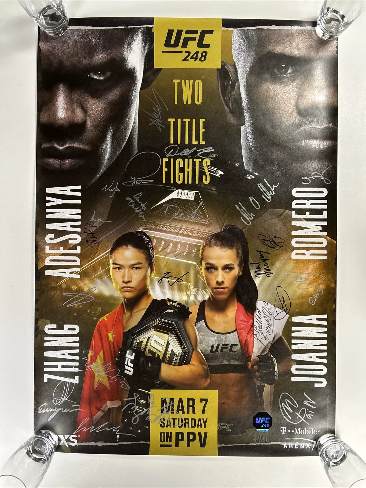 UFC 248 Izzy Adesanya vs. Yoel Romero Signed Event Poster SBC