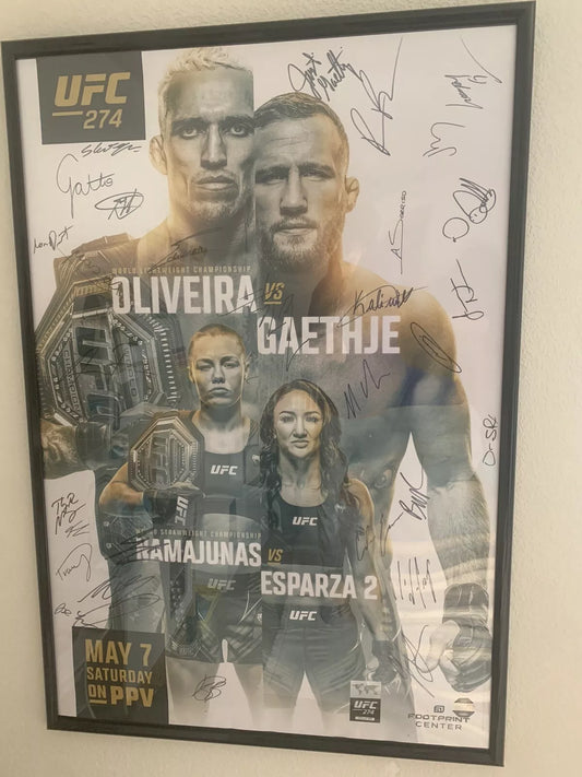 UFC 274 Charles Oliveira vs. Justin Gaethje Signed Poster SBC
