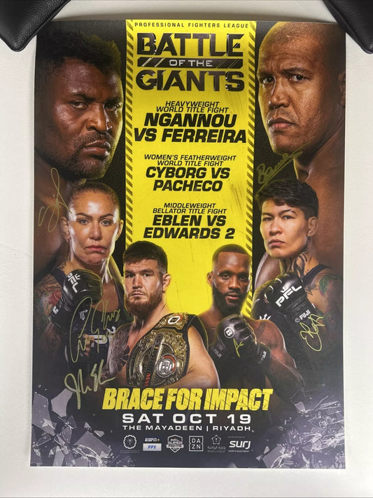 PFL: Battle of the Giants - Francis Ngannou Vs Ferreira Signed event poster SBC
