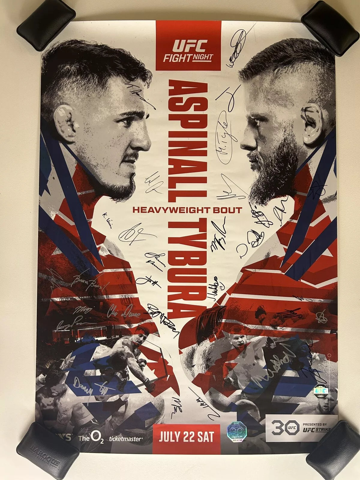UFC Tom Aspinall Vs Tybura Signed Event Poster SBC London #3/140