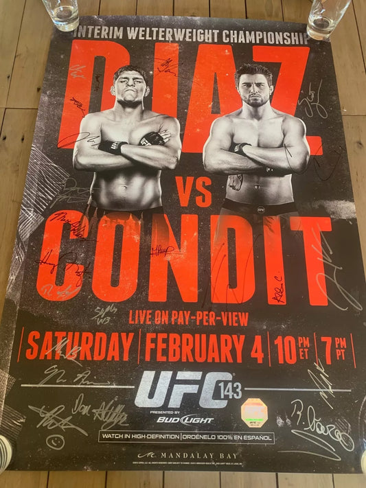 UFC 143 NICK DIAZ Vs Carlos Condit Signed Event Poster SBC