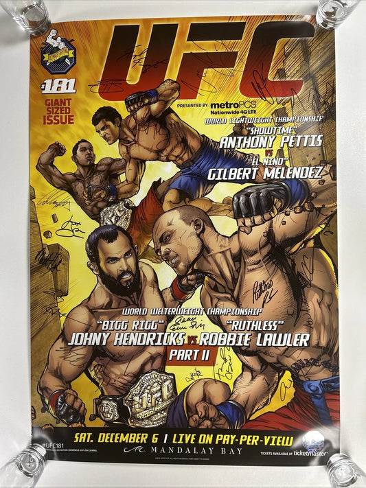 UFC 181 Hendricks Vs Robbie Lawler 2 Signed Event Poster SBC